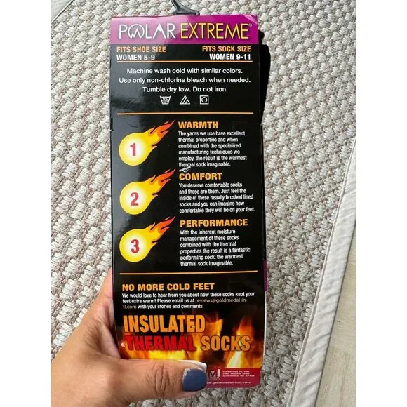 Polar Extreme Women's Thermal Navy Snowflake Mid Calf Size 9-11 - Picture 4 of 4